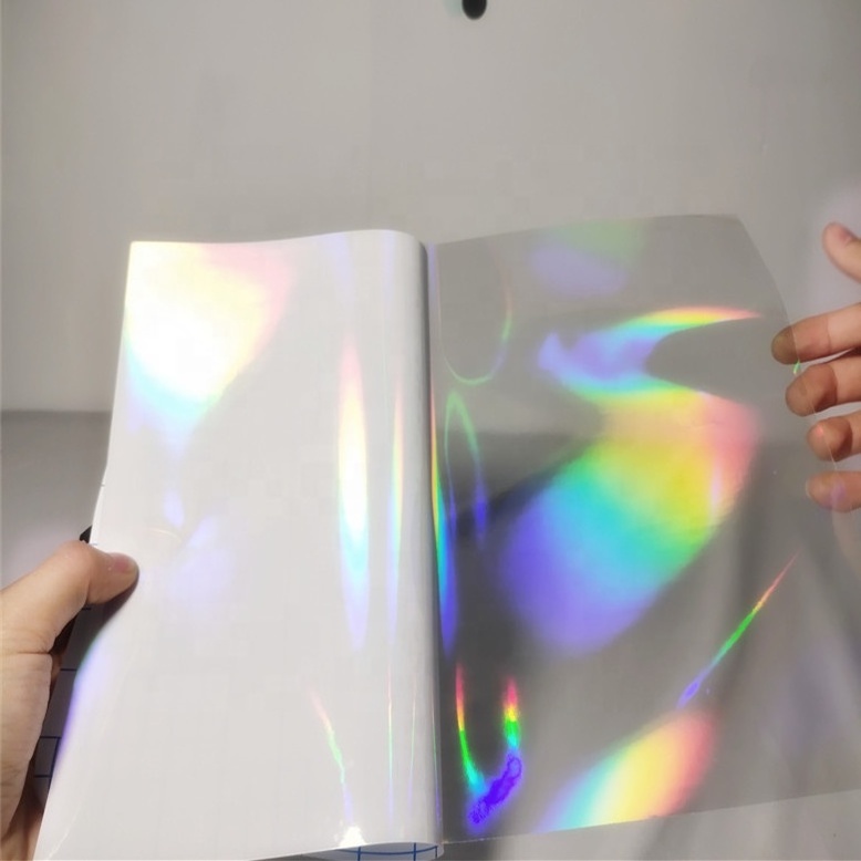 Clear Self Adhesive Waterproof BOPP Holographic Film Overlay Cold Lamination Film A4 Sheet Transparent Holographic Lamination