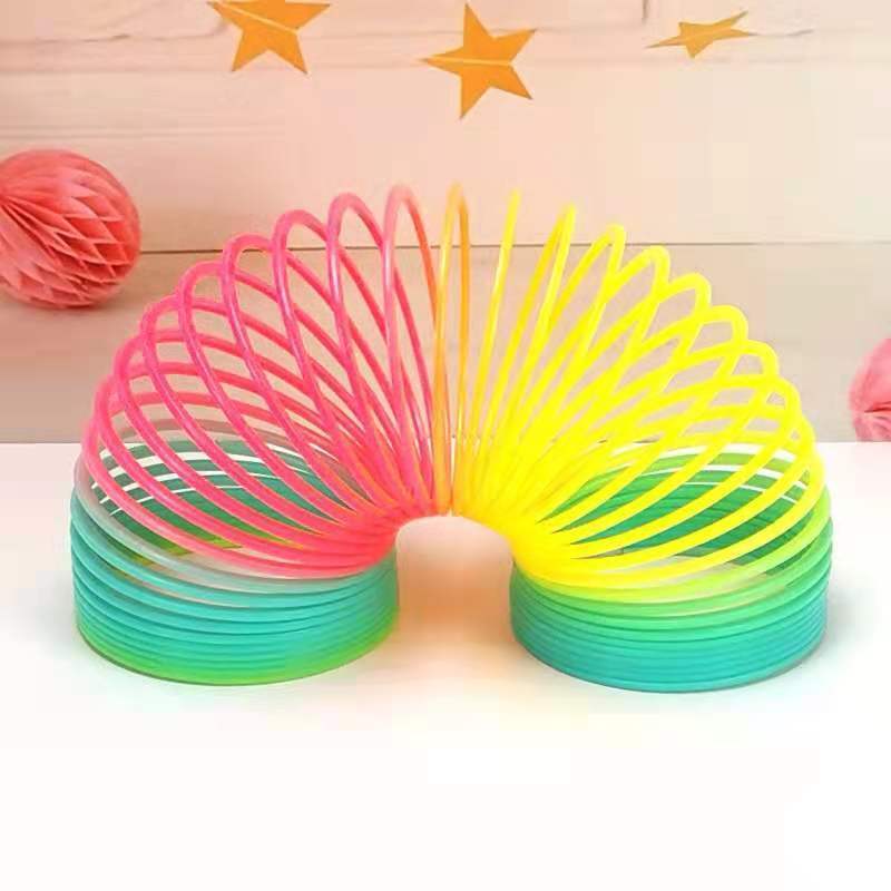 Educational Rainbow Spring Coil Circle Toys Magical Folding Plastic Funny Toys rainbow plastic spring