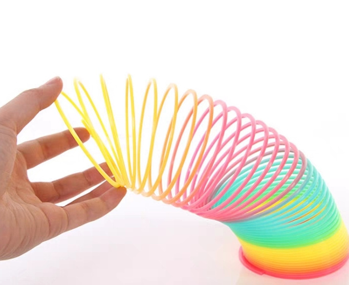 Educational Rainbow Spring Coil Circle Toys Magical Folding Plastic Funny Toys rainbow plastic spring