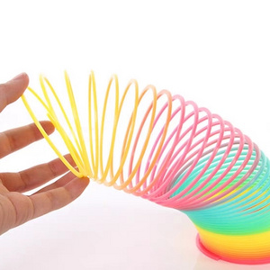 Educational Rainbow Spring Coil Circle Toys Magical Folding Plastic Funny Toys rainbow plastic spring