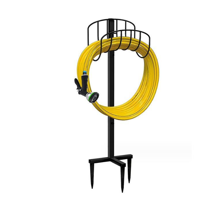 Metal detachable garden hose holder freestanding storage coil hanger