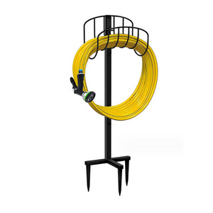 Metal detachable garden hose holder freestanding storage coil hanger