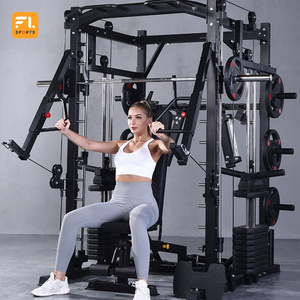 Smith Machine, Multifunction Power Cage with Smith Bar and Two LAT Pull-Down Systems and Cable Crossover Machine for Home Gym