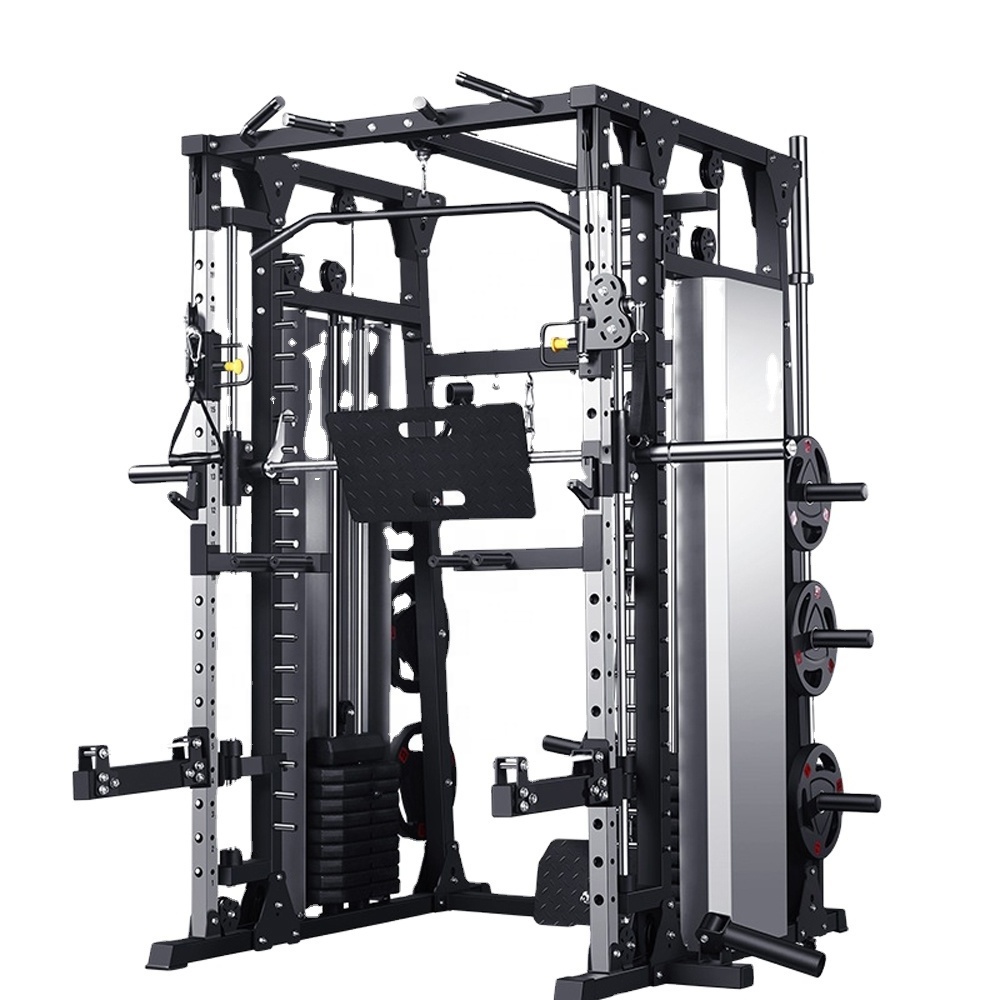 Cheap Price rength Home Gym Smith Machine with Pulley System Gym Squat Rack Pull Up Bar Upper Body Strength Training Equipment