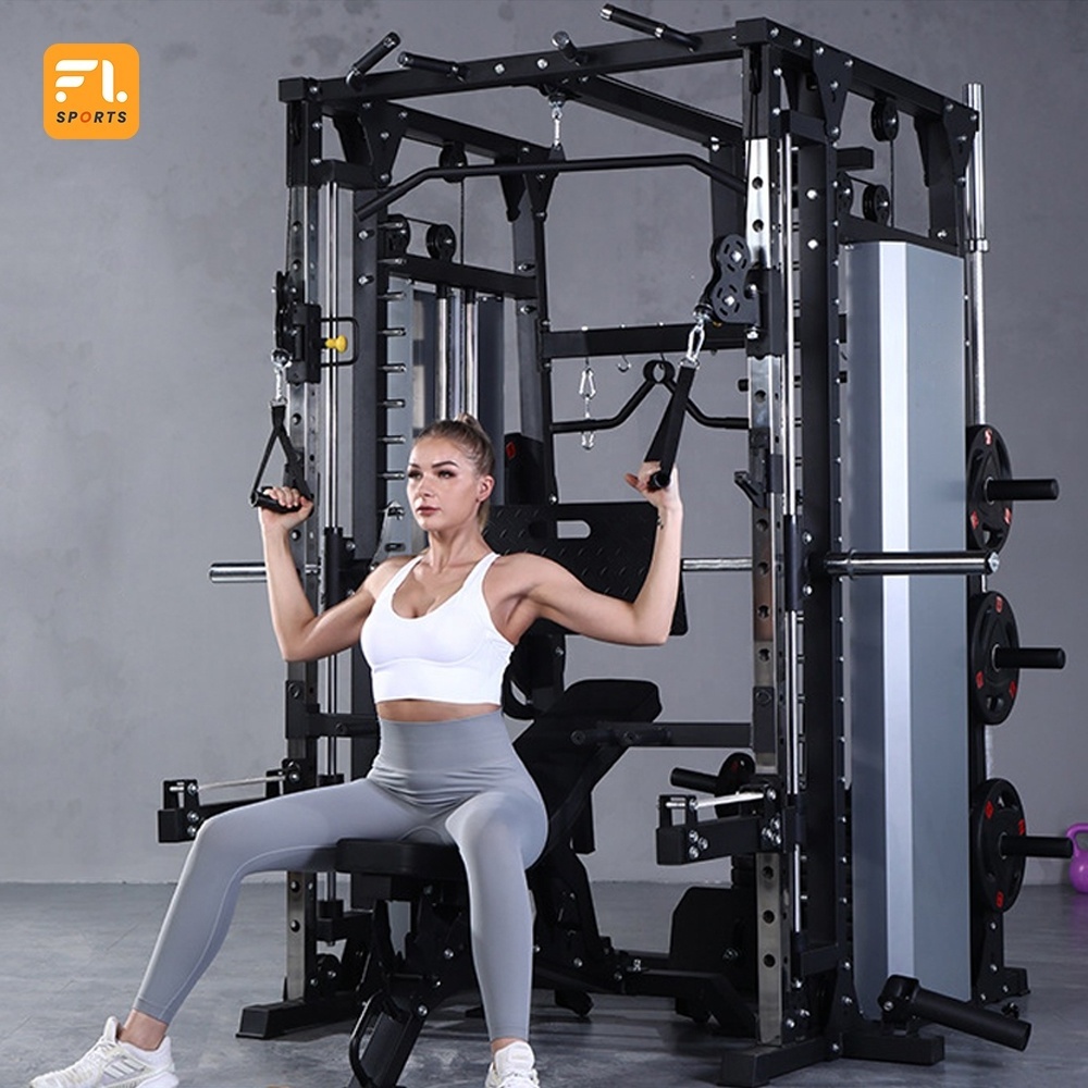 Cheap Price rength Home Gym Smith Machine with Pulley System Gym Squat Rack Pull Up Bar Upper Body Strength Training Equipment