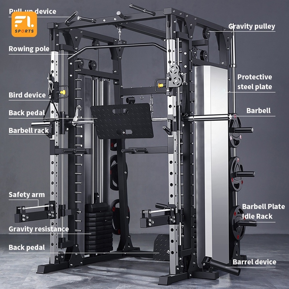 Cheap Price rength Home Gym Smith Machine with Pulley System Gym Squat Rack Pull Up Bar Upper Body Strength Training Equipment