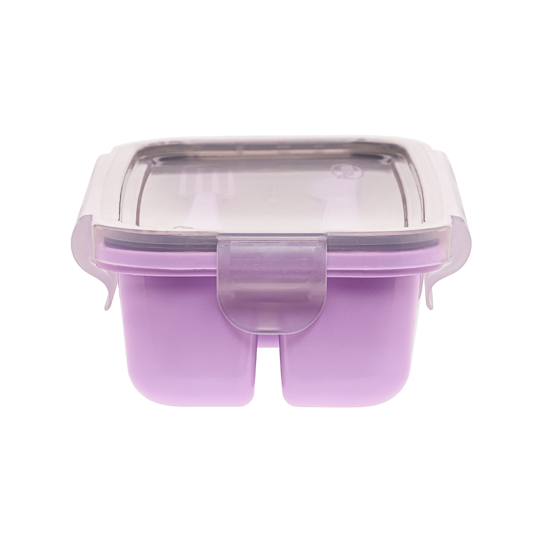 BPA Free 3 Compartment Lunch Box with Locking Lids and Utensil Tray Fork and Knife Safe for Microwave and Freezer Plasvale