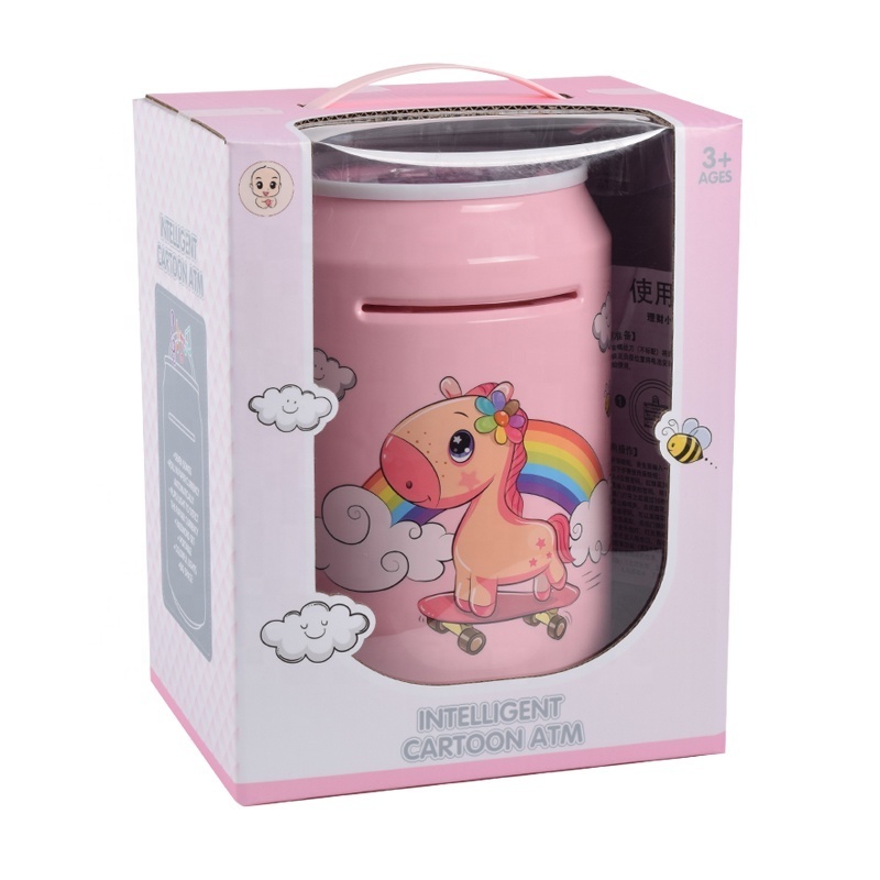 High quality money box toy mini atm machine cartoon piggy bank with password and light juguetes for kids