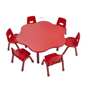 Plastic Kids School Chair and Table Made of Recycled Plastic Round Flower Shape Plastic Desk