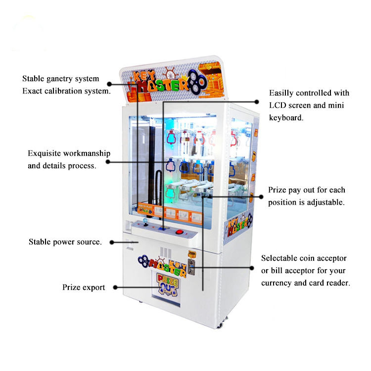 Key Master game machine with bill banknote  and coin   acceptor shoe phone gift out prize present  vending machine