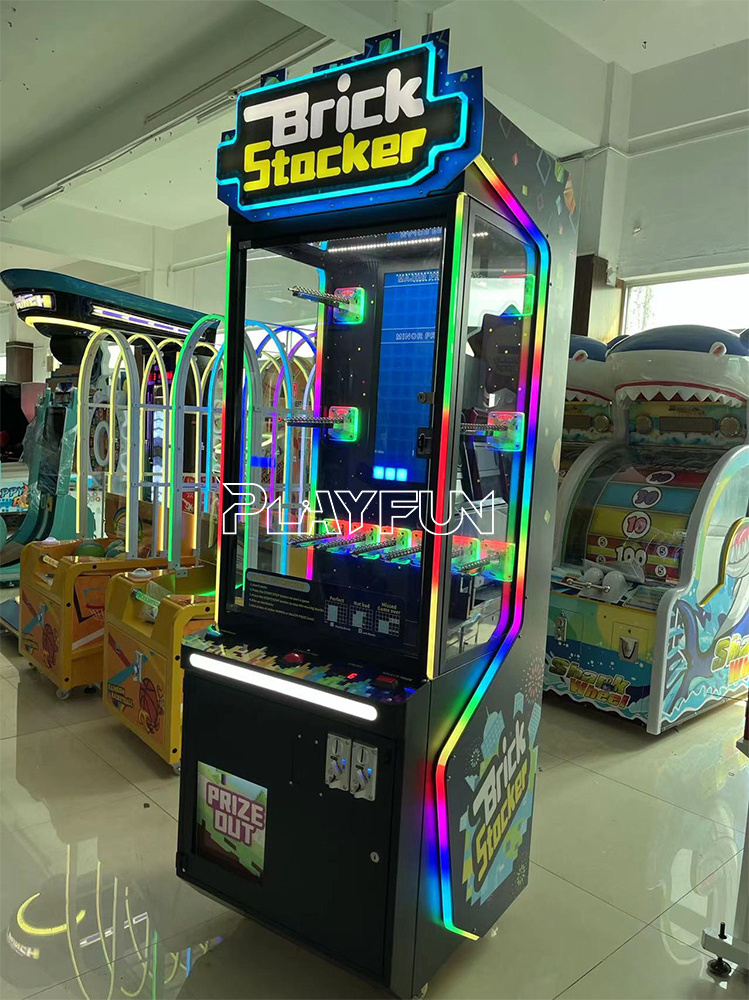 PlayFun Coin Operated Brick Stacker Game Indoor Coin Operated Plush Machine Dolls Gift Arcade Vending Machine