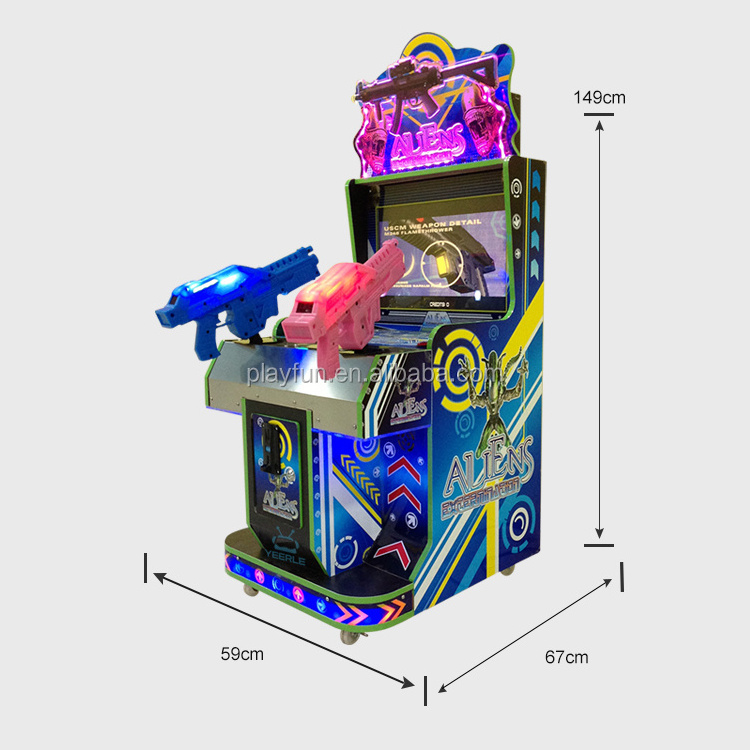 Playfun coin operated shooting game machine 22 inch LED  Aliens gun shooting arcade game machine for kids