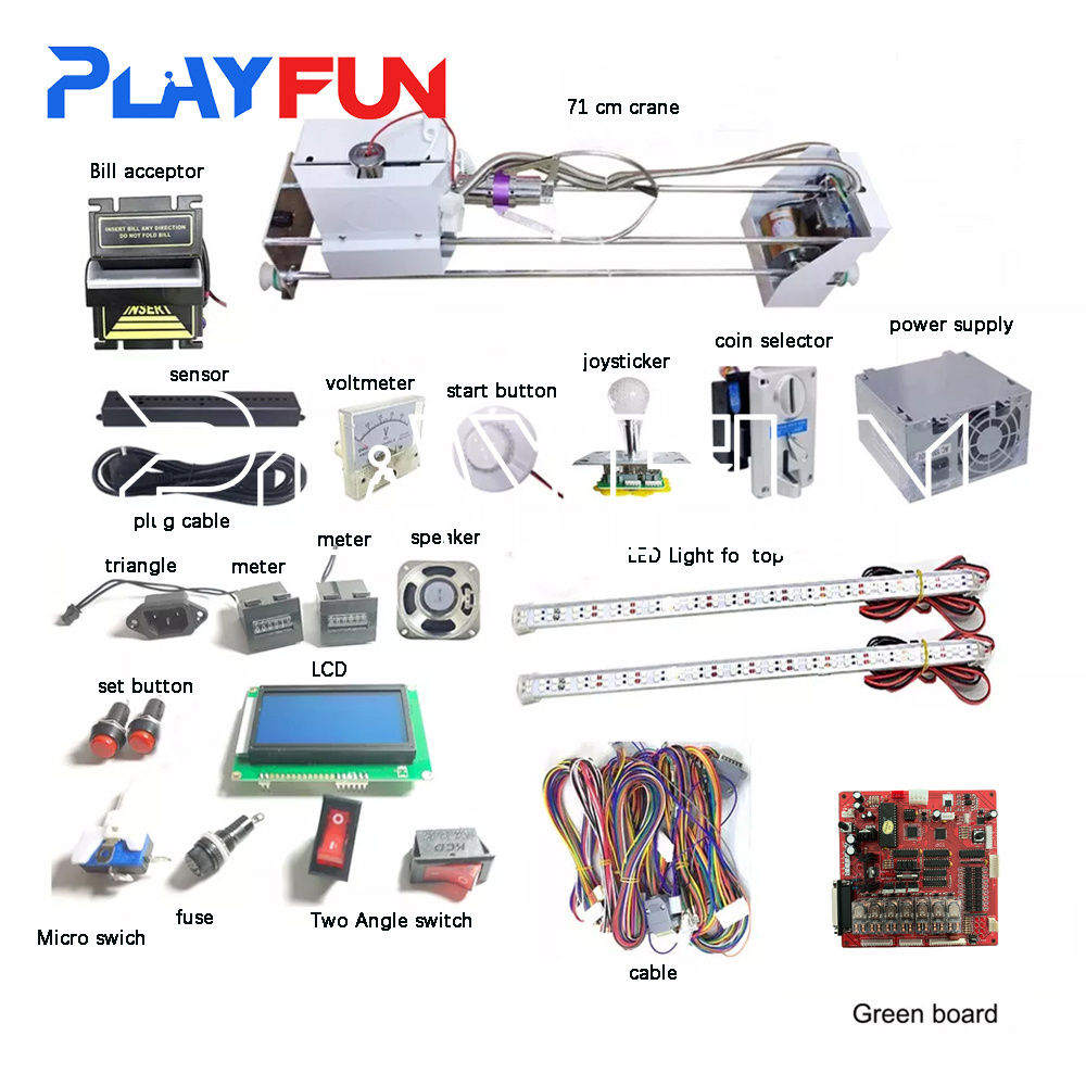 Brazil Popular Bill Acceptors Big Small Toy Catcher Grabber Crane L Claw Kits Components Prize Vending Arcade Games Machines