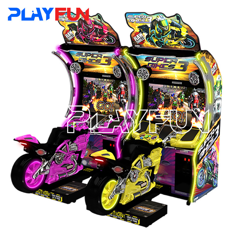 Playfun Amusement Zone Coin Operated Moto Super Bike 3 Video Motorcycle Racing Simulator Arcade Game Machine