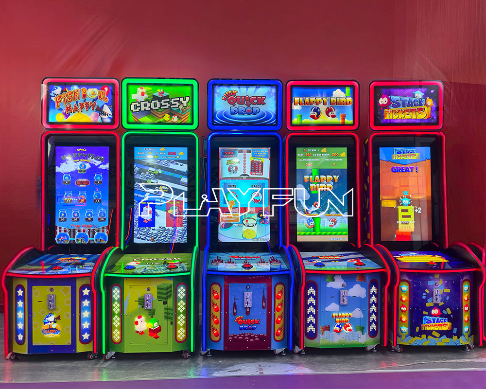 PlayFun Indoor amusement park video ticket redemption lottery  prize Crossy Road Flappy Bird Lucky Fish Quick Drop games machine