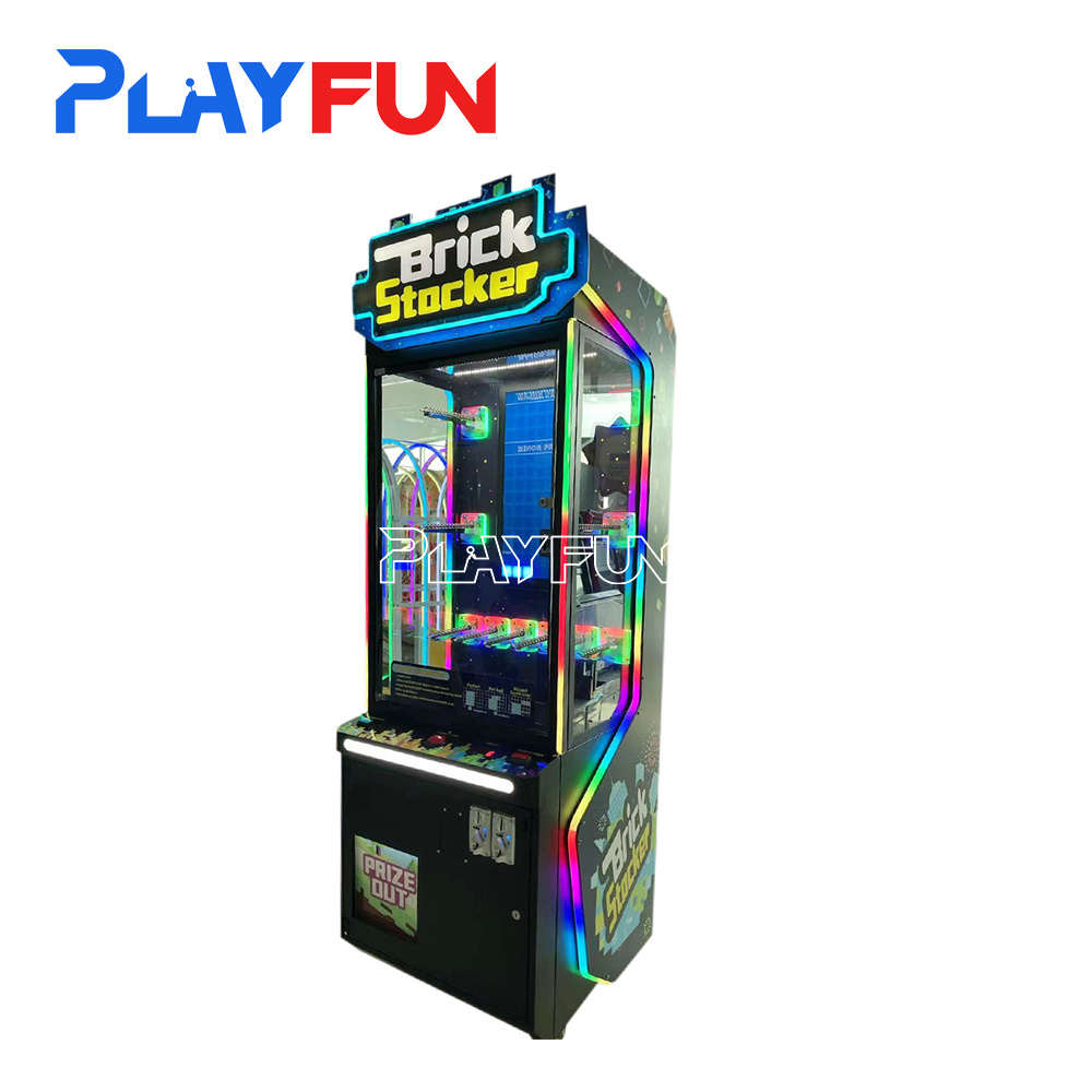 PlayFun Coin Operated Brick Stacker Game Indoor Coin Operated Plush Machine Dolls Gift Arcade Vending Machine