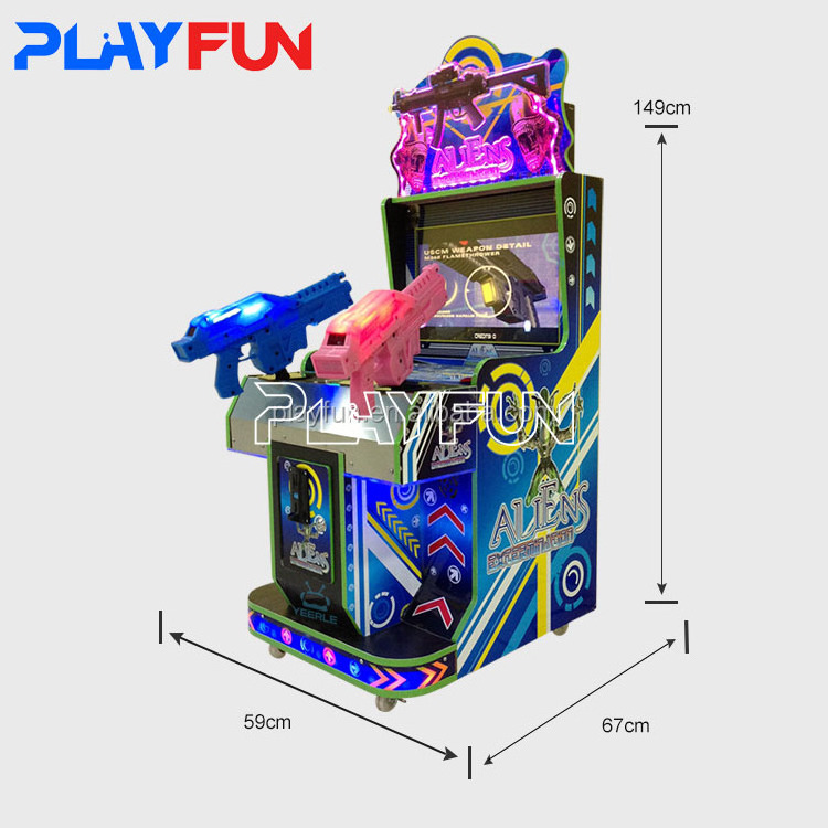 Playfun coin operated shooting game machine 22 inch LED  Aliens gun shooting arcade game machine for kids