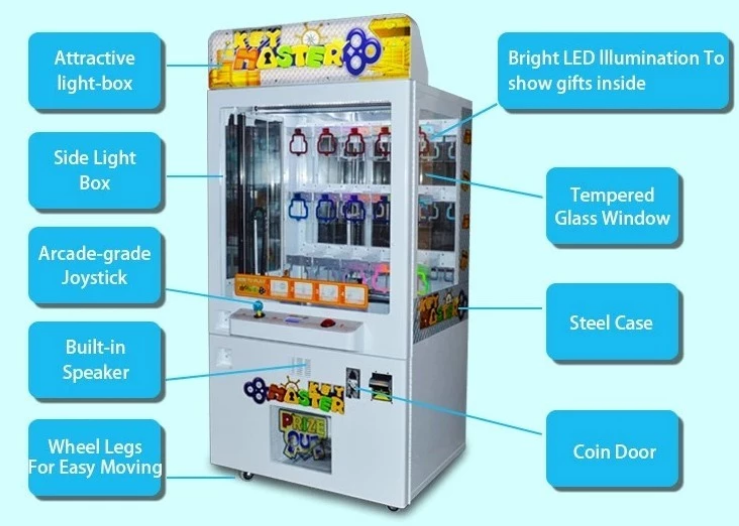 Key Master game machine with bill banknote  and coin   acceptor shoe phone gift out prize present  vending machine