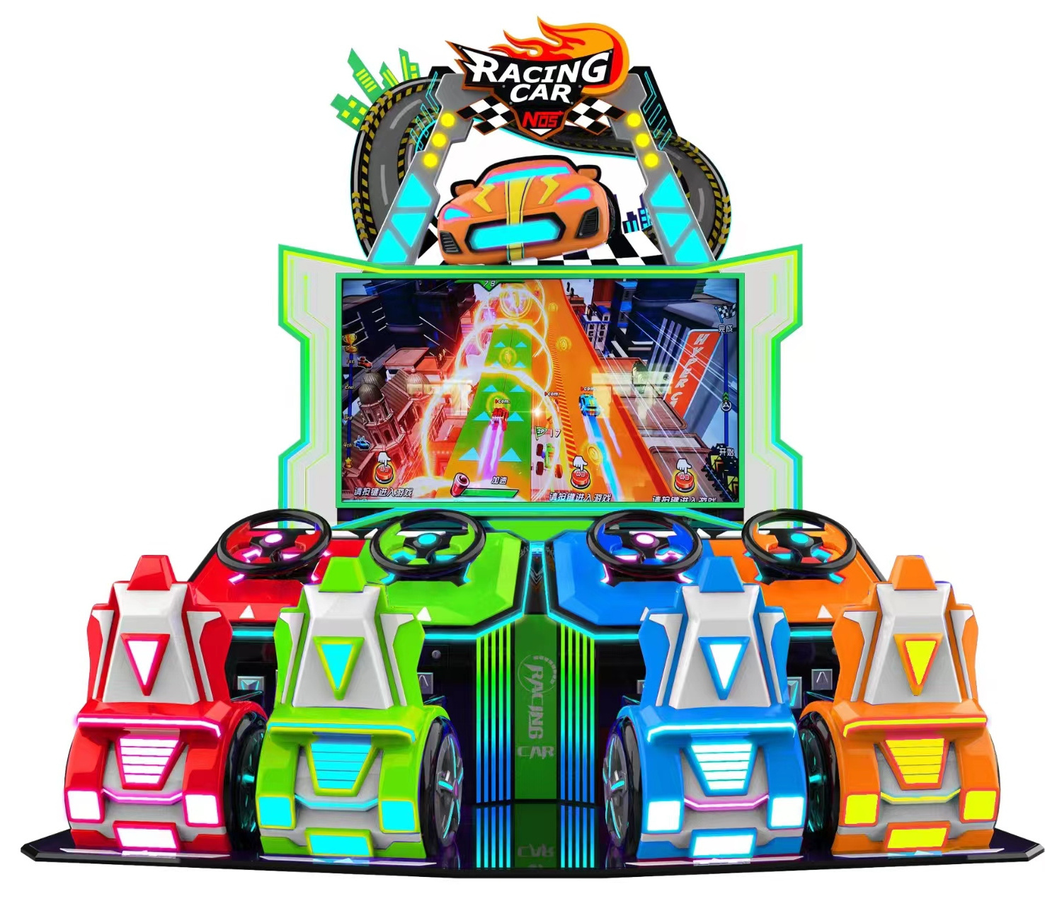 PlayFun Coin Operated Ticket Redemption Amusement Park Simulator Machine Racing Car Video Arcade Games Machine for Kids