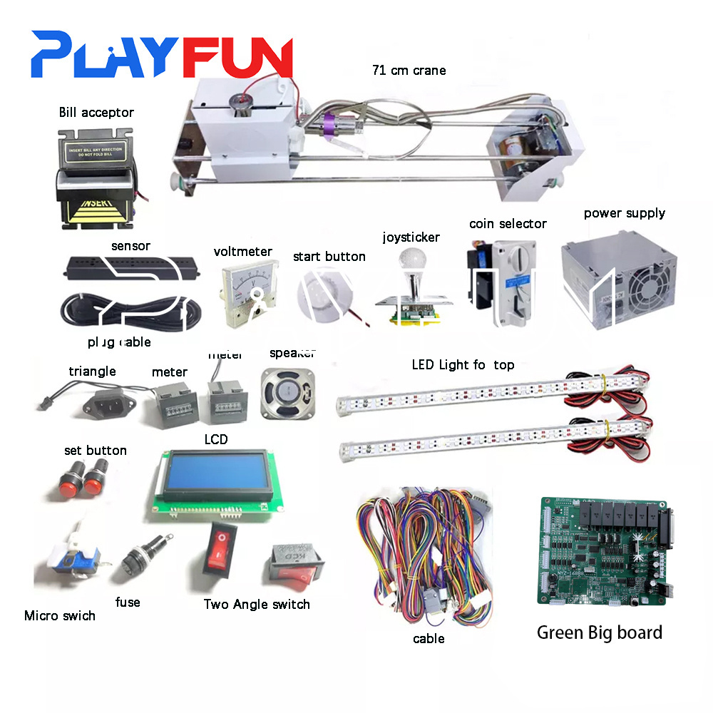 Brazil Popular Bill Acceptors Big Small Toy Catcher Grabber Crane L Claw Kits Components Prize Vending Arcade Games Machines