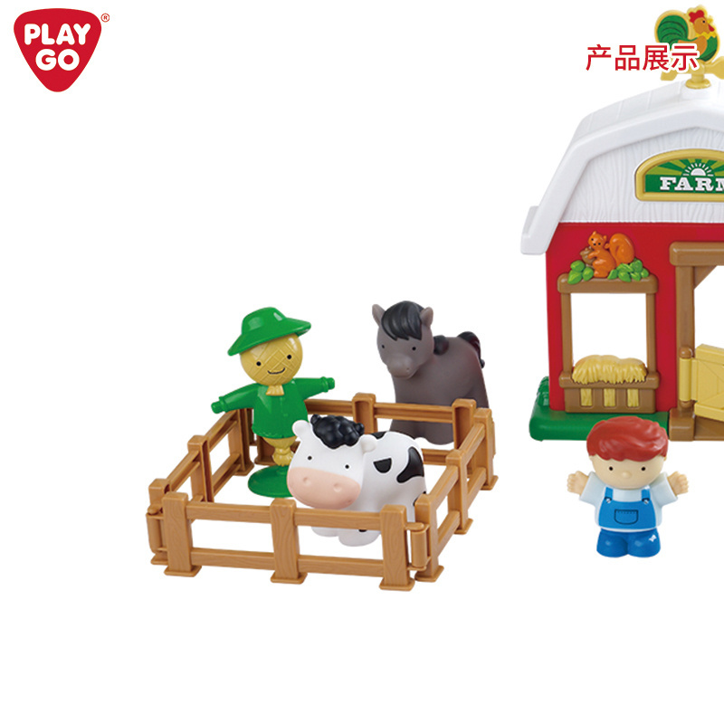 Playgo BUSY FARM LIFE Unisex Toy Set Cartoon Farm Scene Manor Pretend Play with Country Farm for Children