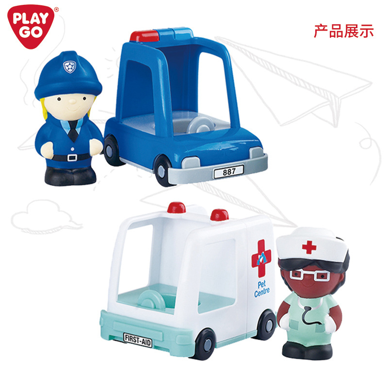 Playgo 2-in-1 Unisex Emergency Wheels Set Police Car and Ambulance Children's Toys