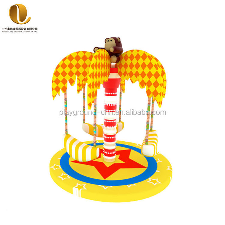 Customized design electric coconut tree children soft play carousel 8 seats indoor playground equipment