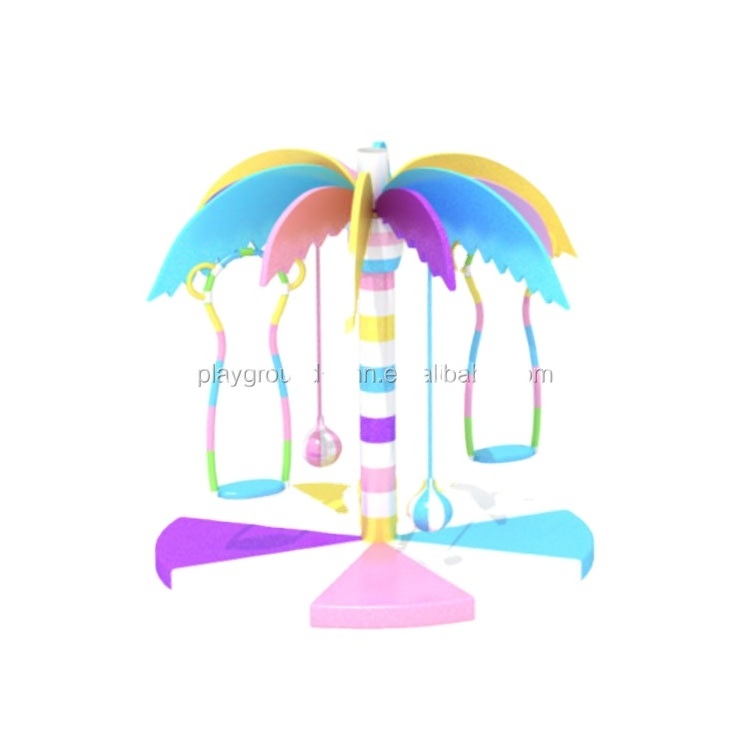 Customized design electric coconut tree children soft play carousel 8 seats indoor playground equipment