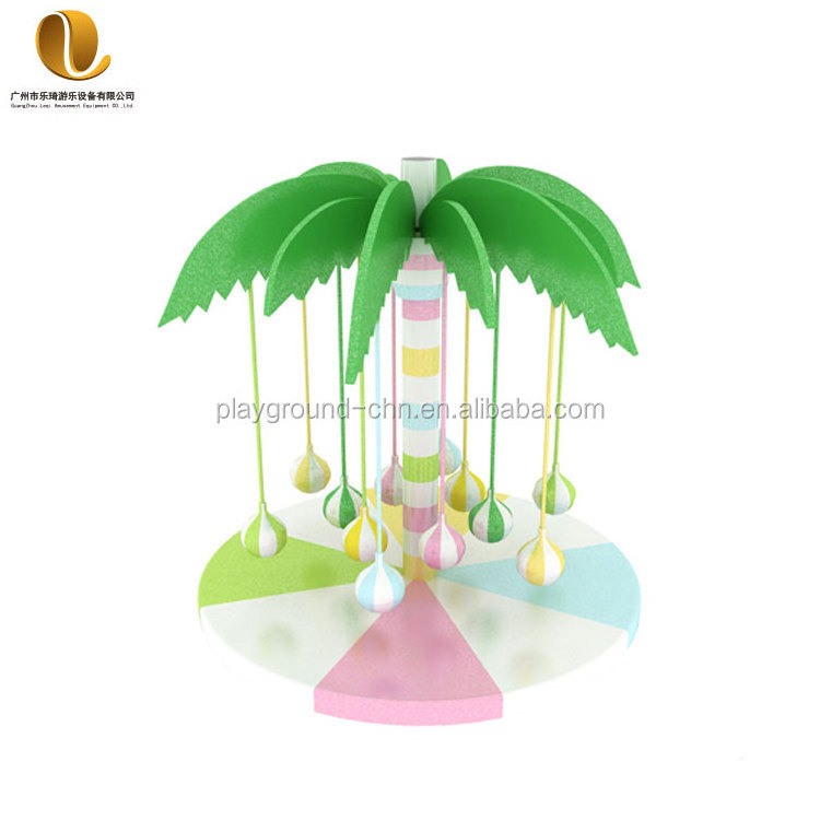 Customized design electric coconut tree children soft play carousel 8 seats indoor playground equipment