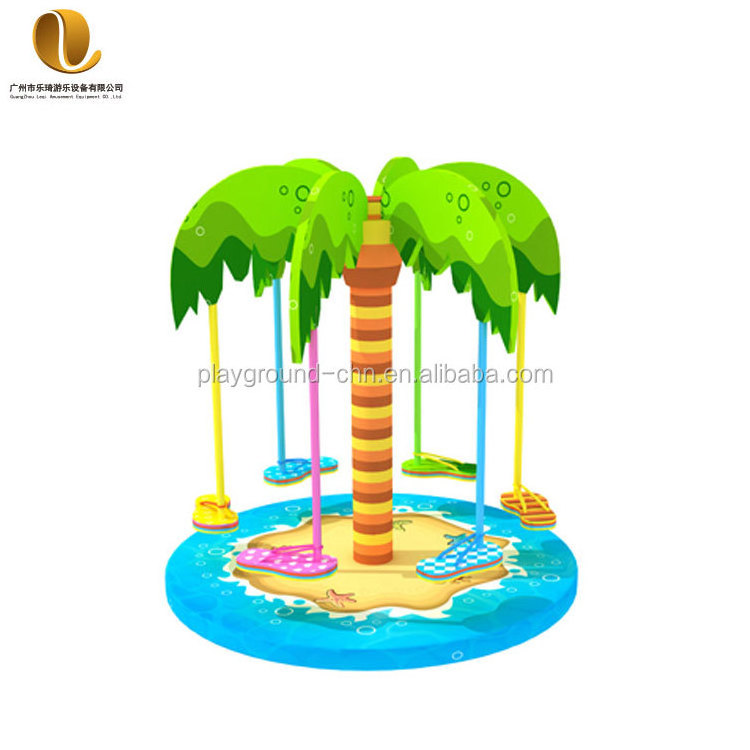 Customized design electric coconut tree children soft play carousel 8 seats indoor playground equipment