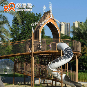 Children Outdoor Playground Stainless Steel Playground Slides Combine Wooden Playsets Swing Sets Amusement Equipment