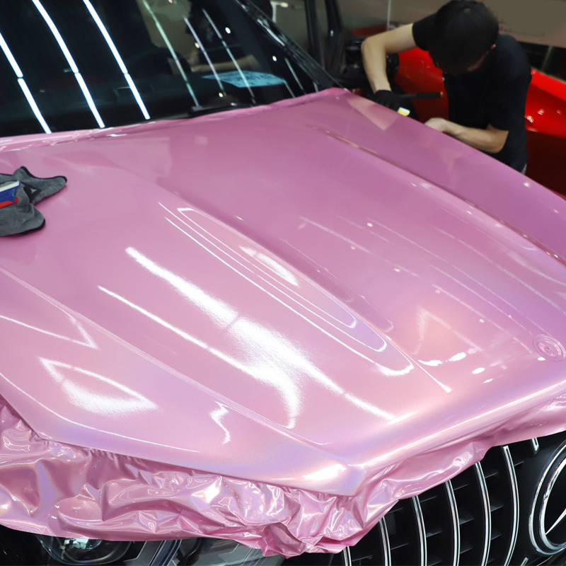 Wholesale 1.52X18M pink laser protection film wrap roll colorful rainbow laser car vinyl