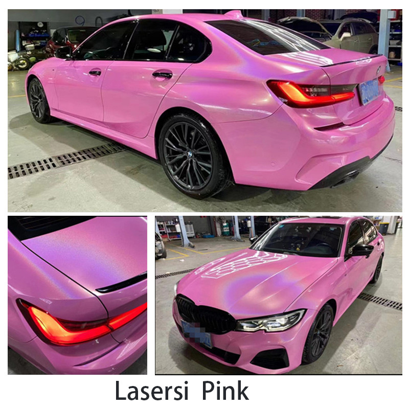 Wholesale 1.52X18M pink laser protection film wrap roll colorful rainbow laser car vinyl