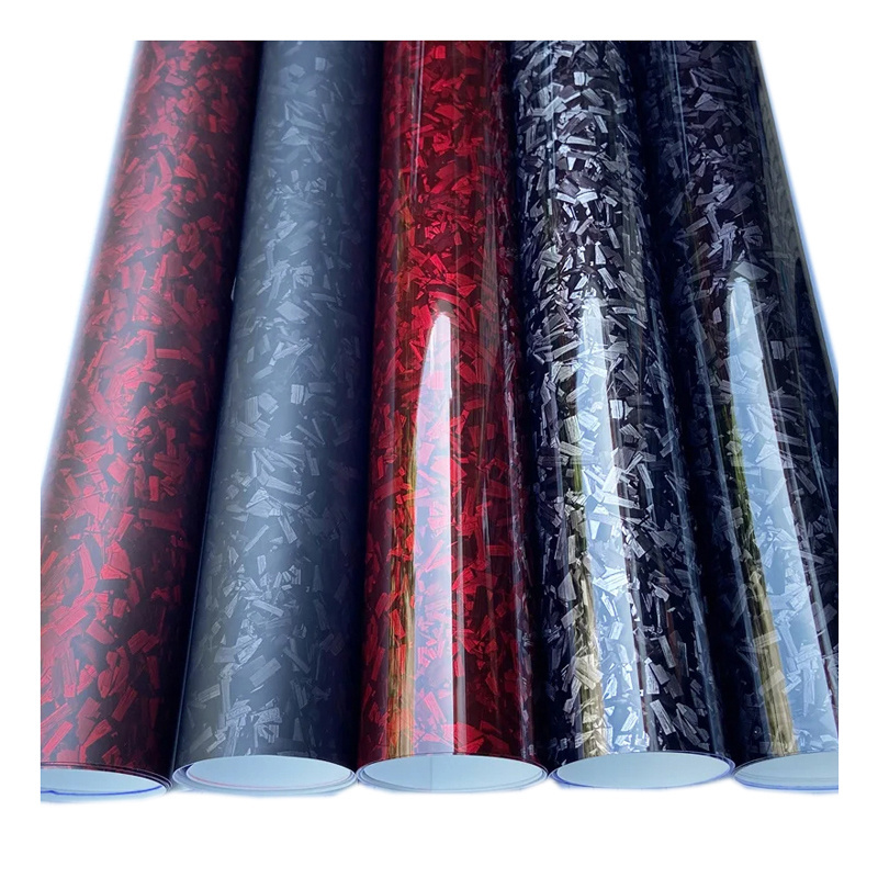 High Quality Black Red PET Forged Carbon Fiber Vinyl Wrap film for car