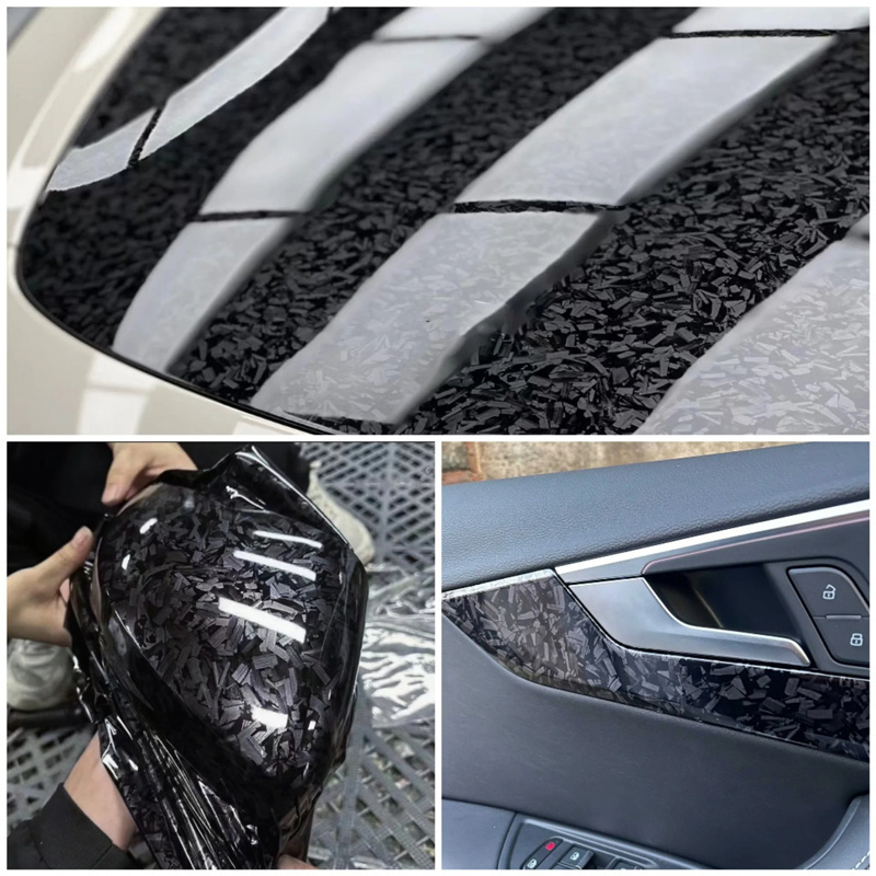 High Quality Black Red PET Forged Carbon Fiber Vinyl Wrap film for car