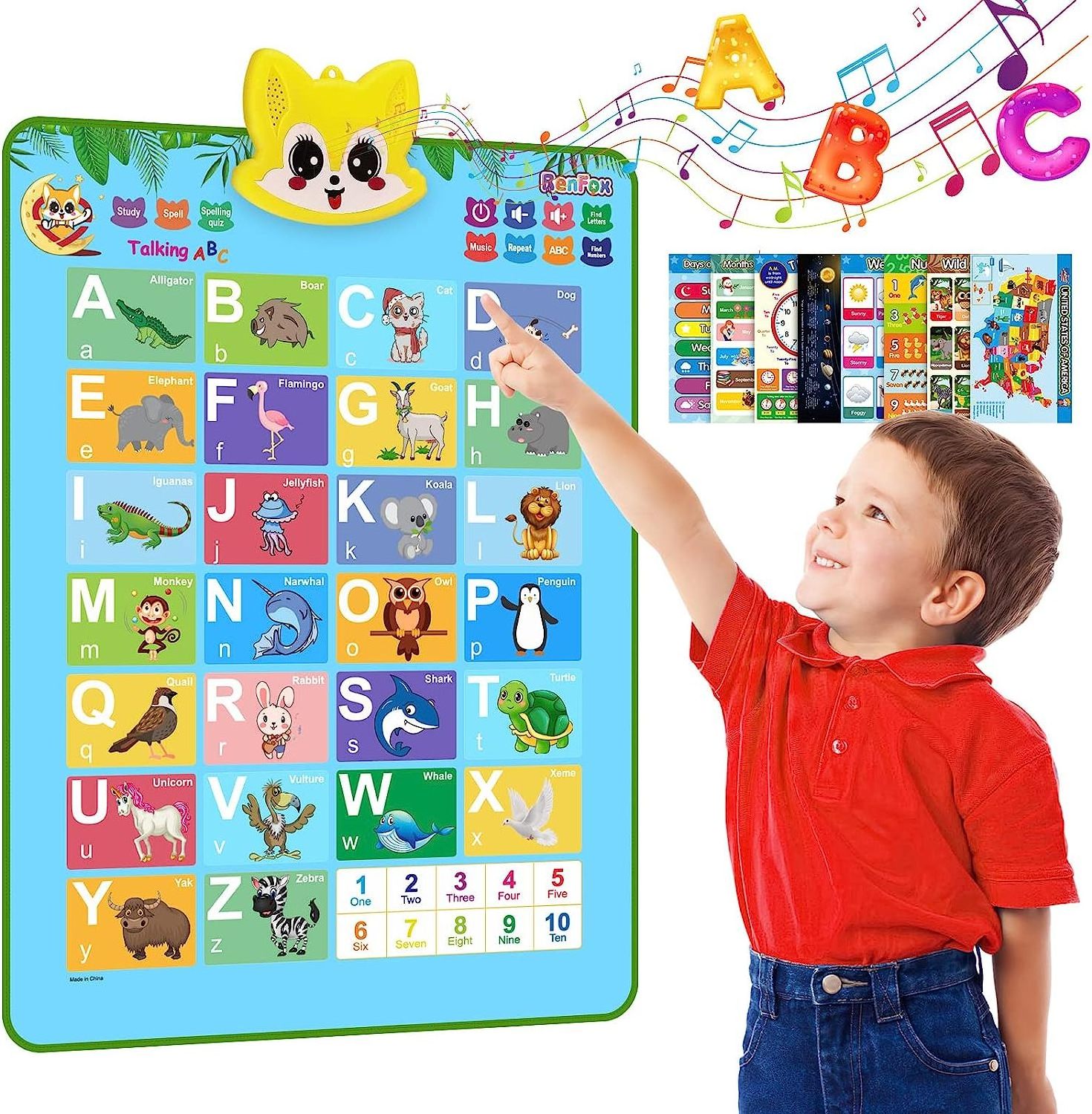 Kids Preschool Educational Toys Alphabet Board English Number and Letters ABC Learning Poster