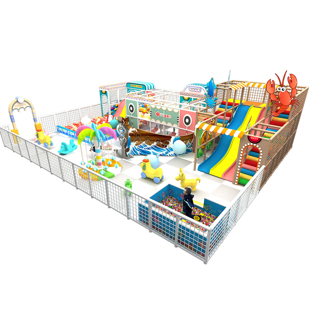 Commercial Children Indoor Playground Soft Play Equipment Coconut Tree Merry Go Round Ball Pit with Slide