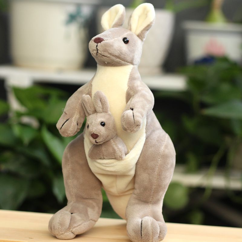 Kangaroo Stuffed Animal Cute Mother Kangaroo Doll with PP Filling Cotton Plush Perfect Birthday Gift Children Chic Throw Pillow