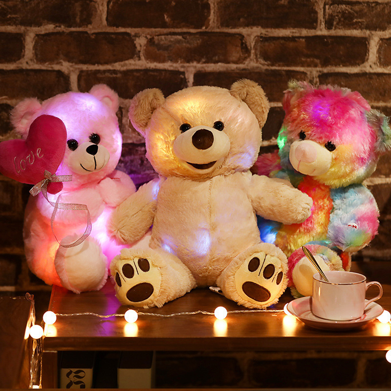 LED Light Teddy Bear Doll Unicorn Alpaca Bear Owl Birthday Gift Animal Plush Toys Wholesale Unisex Customized Colour PP Cotton