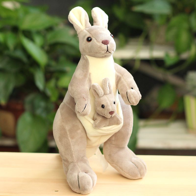 Kangaroo Stuffed Animal Cute Mother Kangaroo Doll with PP Filling Cotton Plush Perfect Birthday Gift Children Chic Throw Pillow