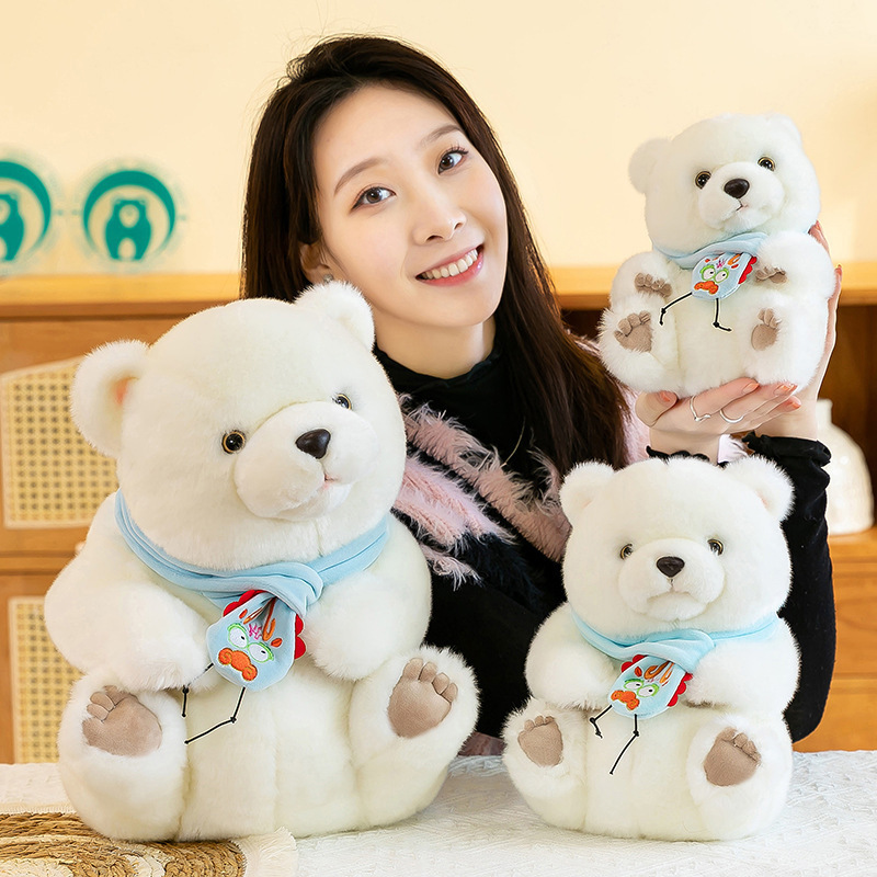 High quality polar bear doll plush toy scarf teddy bear foreign trade doll wholesale children's gift