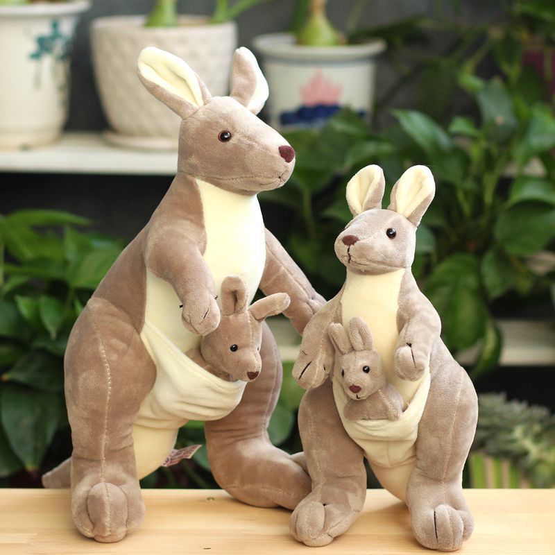 Kangaroo Stuffed Animal Cute Mother Kangaroo Doll with PP Filling Cotton Plush Perfect Birthday Gift Children Chic Throw Pillow