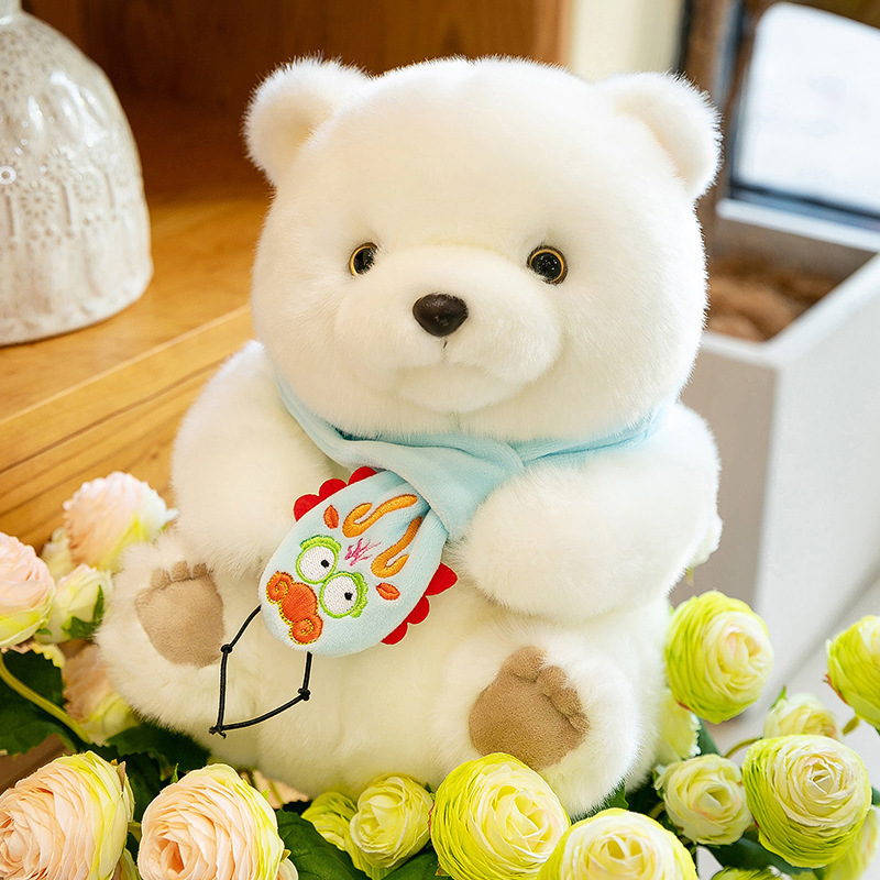 High quality polar bear doll plush toy scarf teddy bear foreign trade doll wholesale children's gift