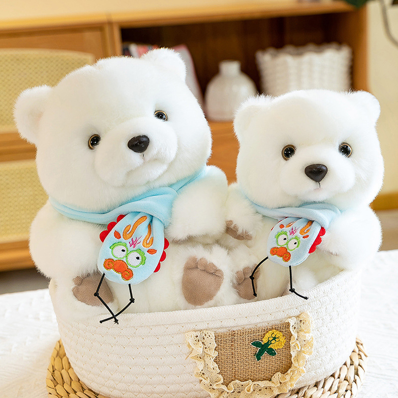 High quality polar bear doll plush toy scarf teddy bear foreign trade doll wholesale children's gift