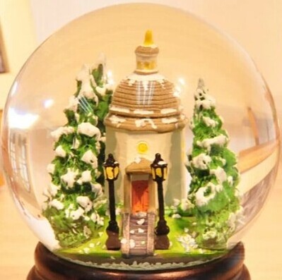 Christmas snow globe with tree wooden snow globe kit wholesales