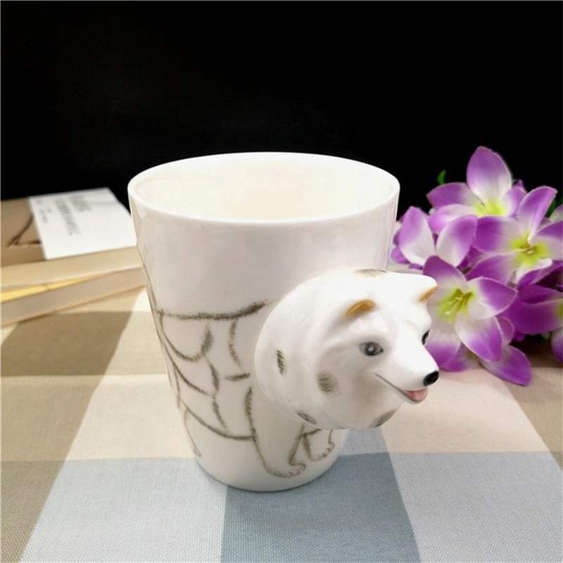 Ceramic Cartoon Puppy Water cups Schnauzer coffee mugs 3D  Husky cute dog mugs samoyed coffee tea mug