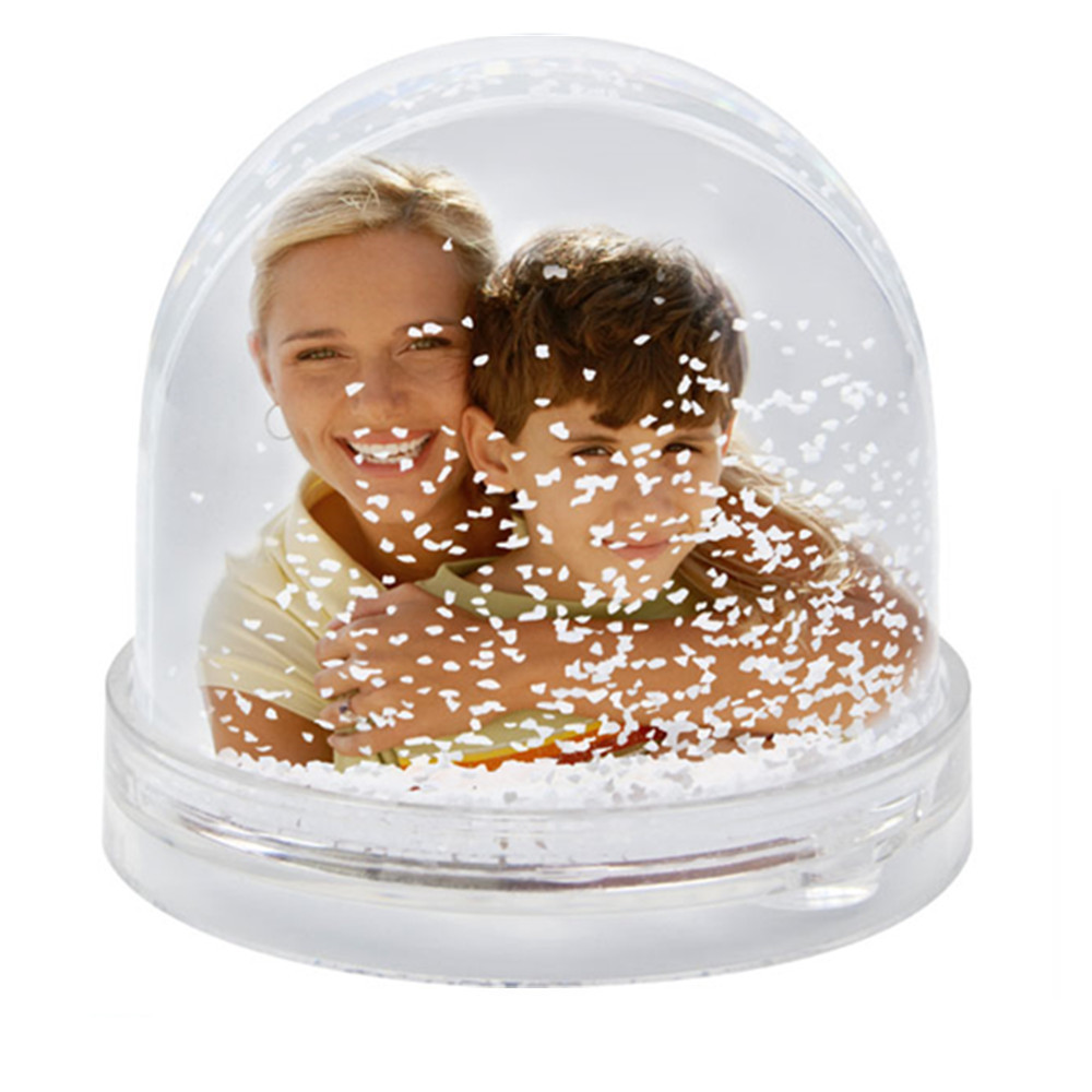 OEM Photo insert plastic snow globe kids DIY photo snow dome Customized picture insert photo snow globe