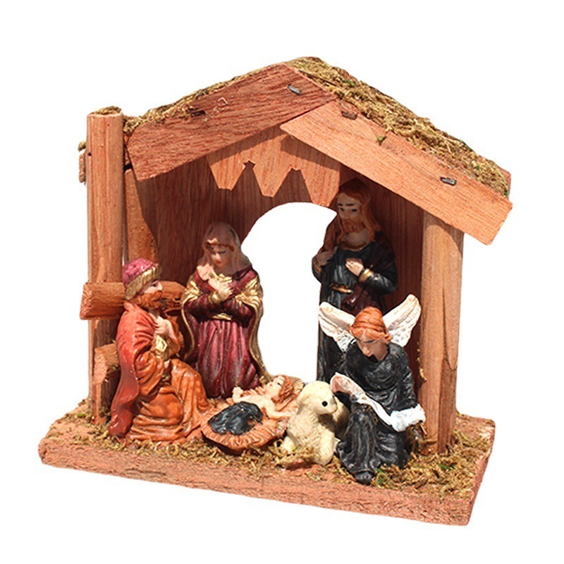 Resin statue Nativity manger room jesus ornaments christmas decorations religious figures church