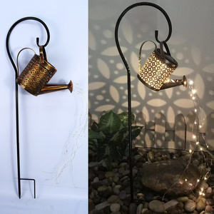 Solar garden light, creative iron art kettle, shower floor plug led outdoor garden landscape decoration