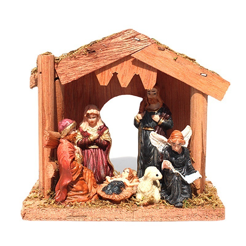 Resin statue Nativity manger room jesus ornaments christmas decorations religious figures church